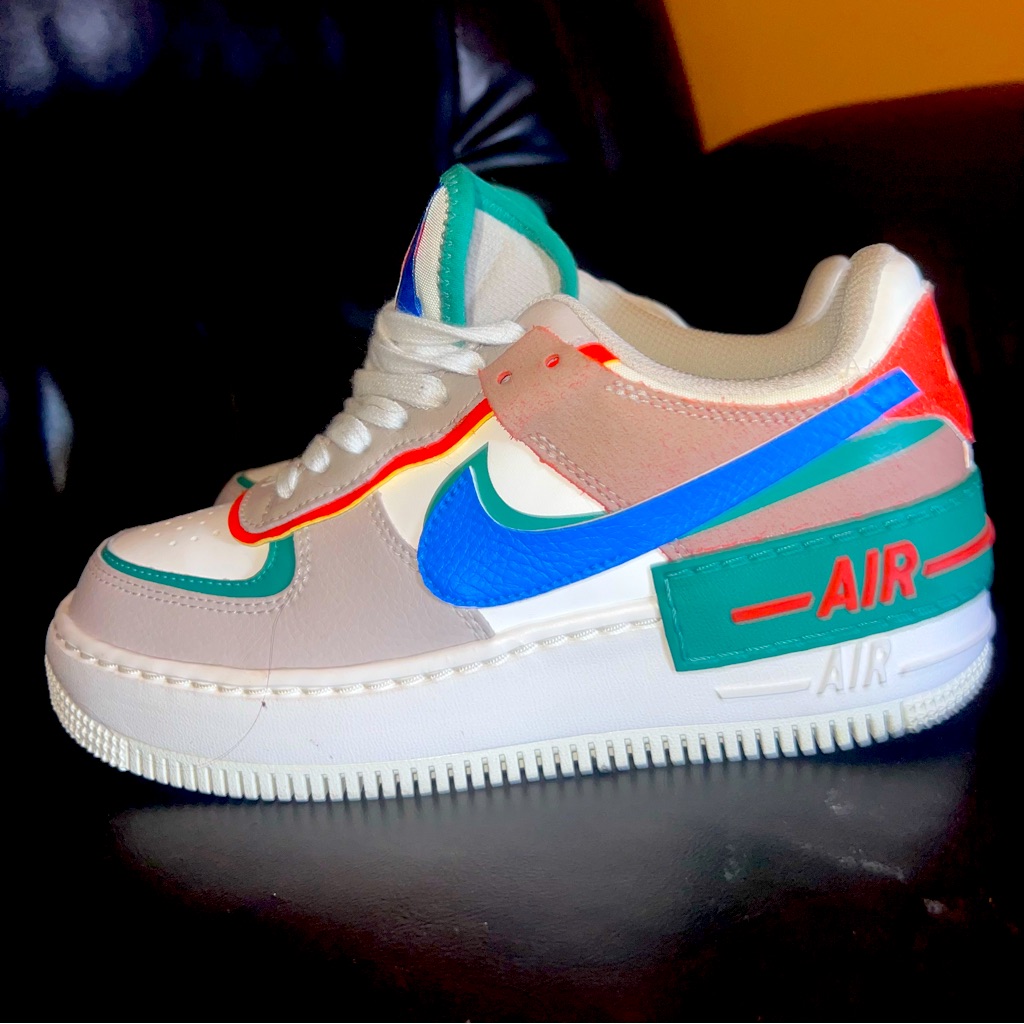 -Nike Wmns Air Force 1 Shadow 'Sail Signal Blue Green' Size 5